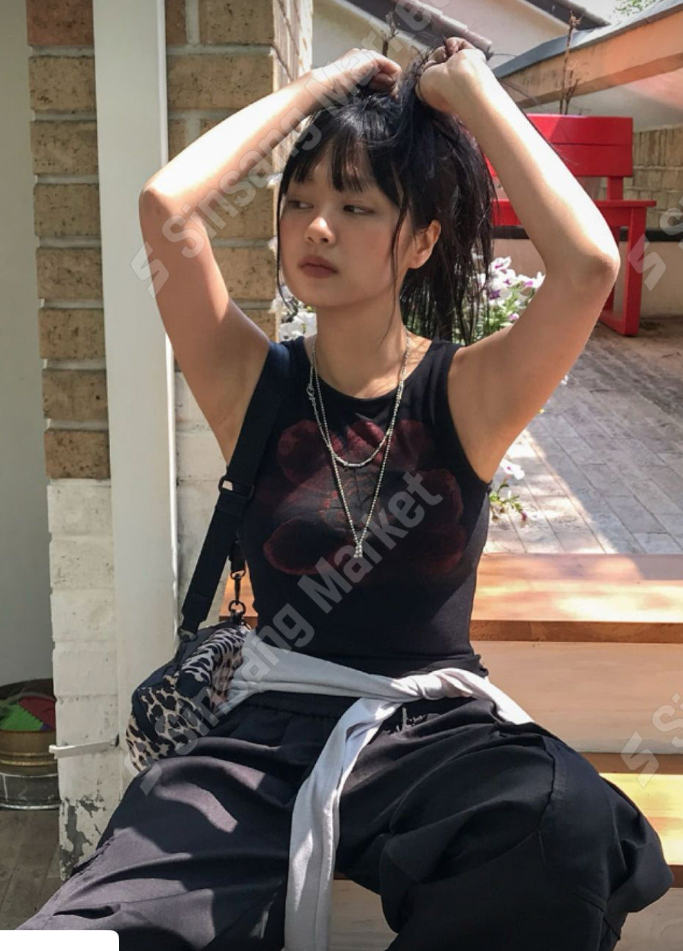 歐美大花朵Print背心