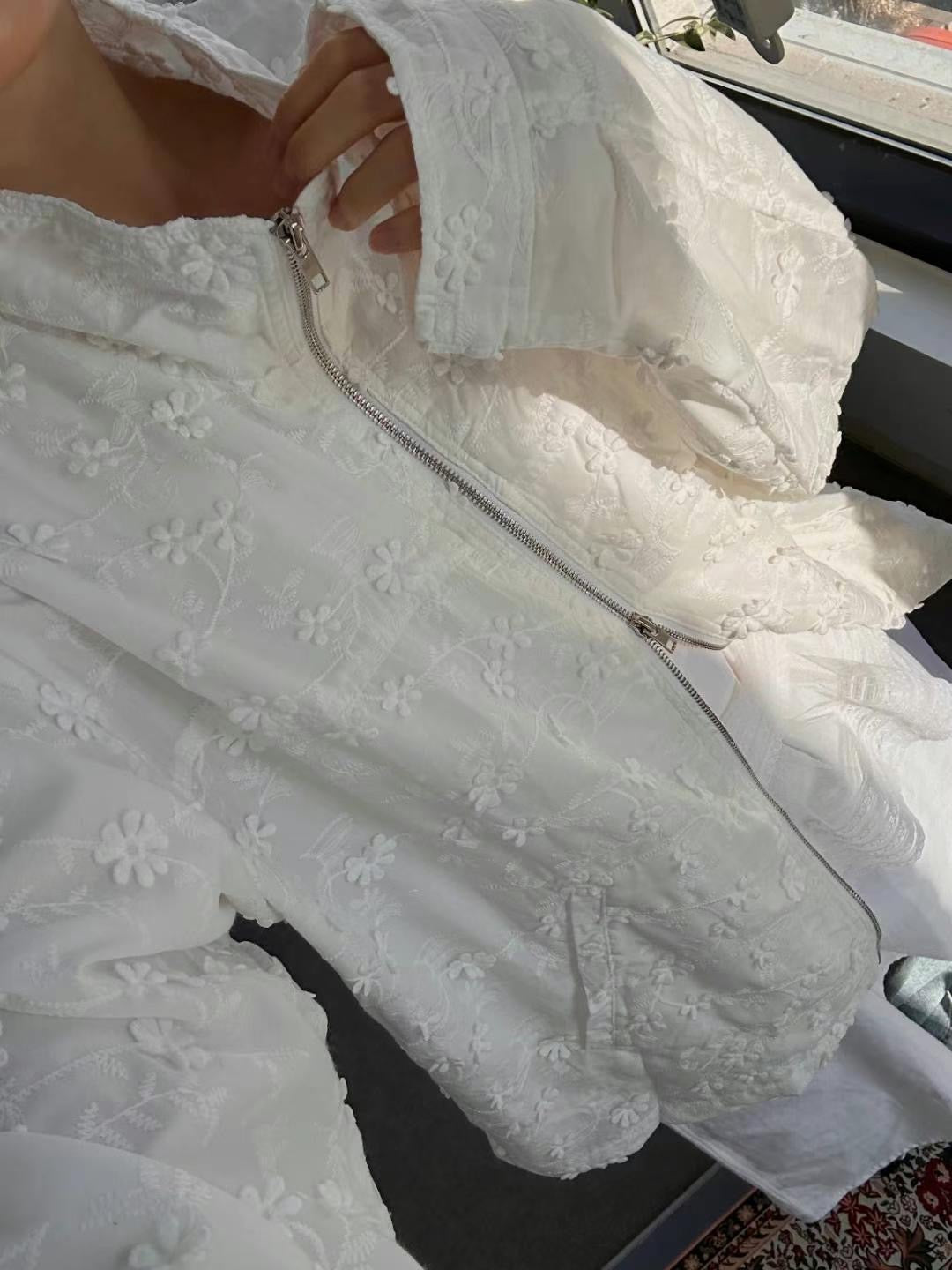 ✿ 純白花朵印花外套 ✿