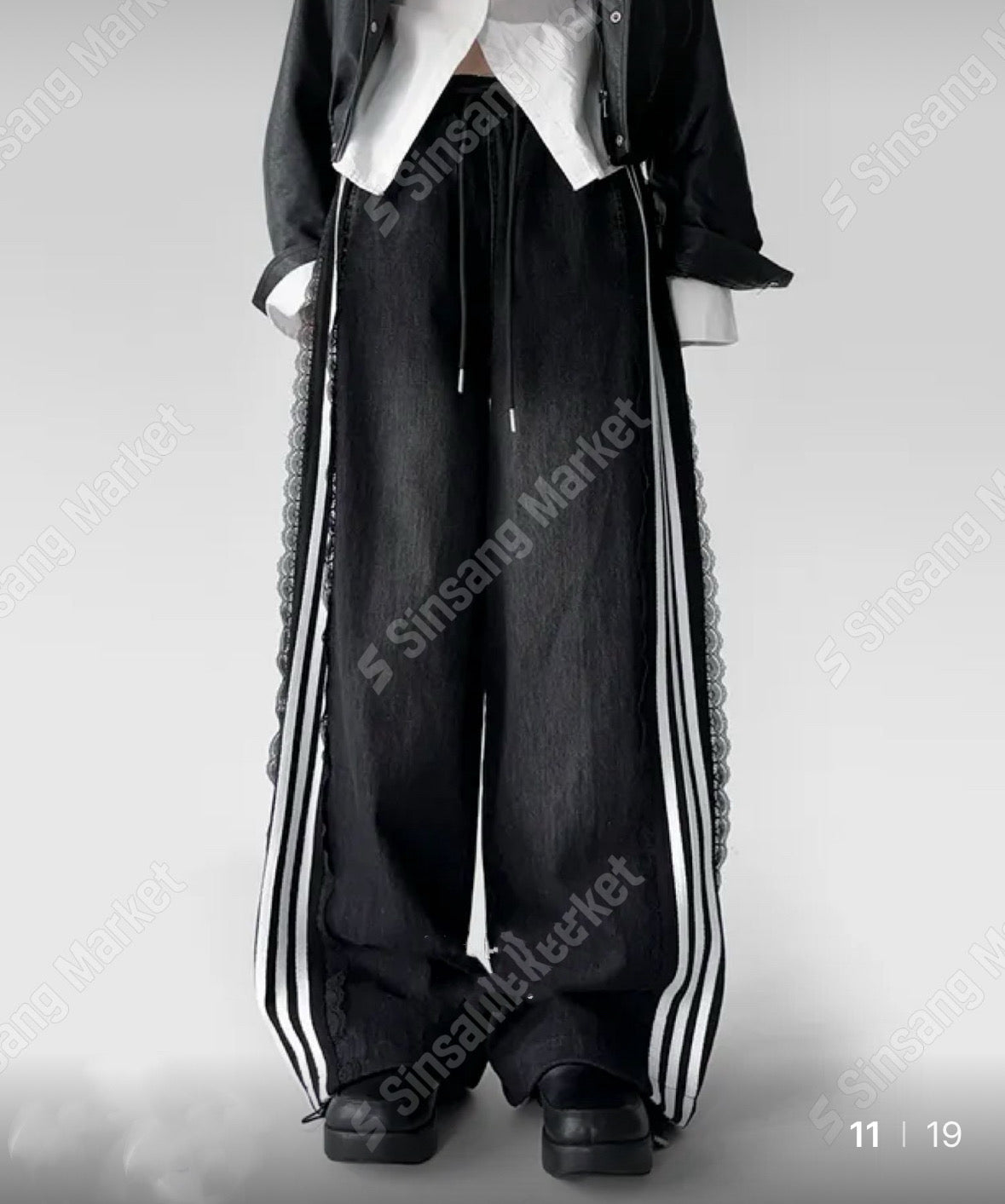 ✿ 拼接蕾絲牛仔運動褲 ✿