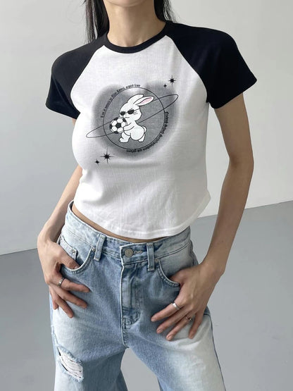 ✿ 足球兔兔Print Crop Top ✿