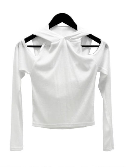 露背剪裁連帽長上衣