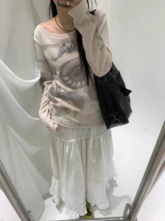 皺摺設計感長半裙