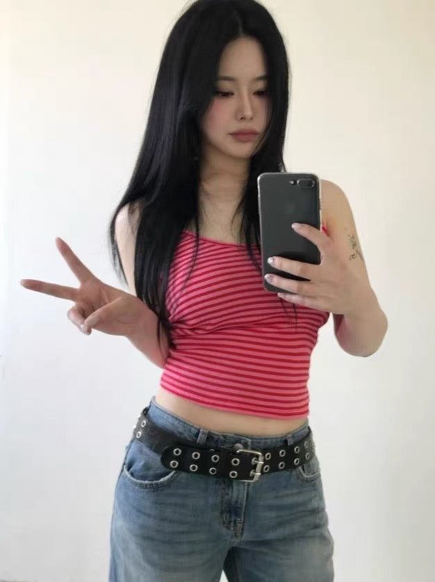 韓系吊帶間紋小背心