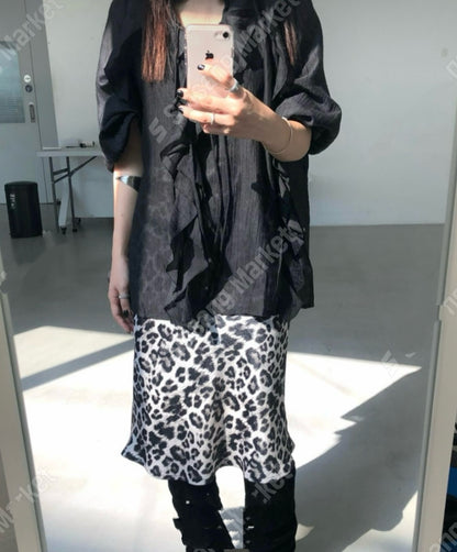 豹紋中長裙