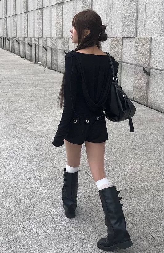鏤空迷你牛仔褲
