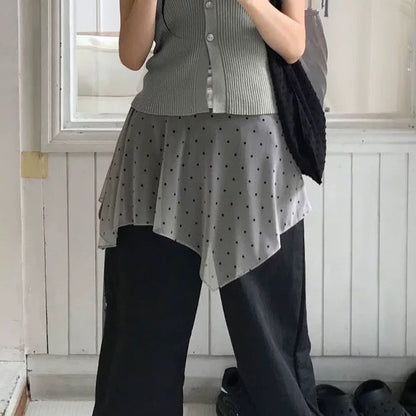 韓系波點疊穿罩紗
