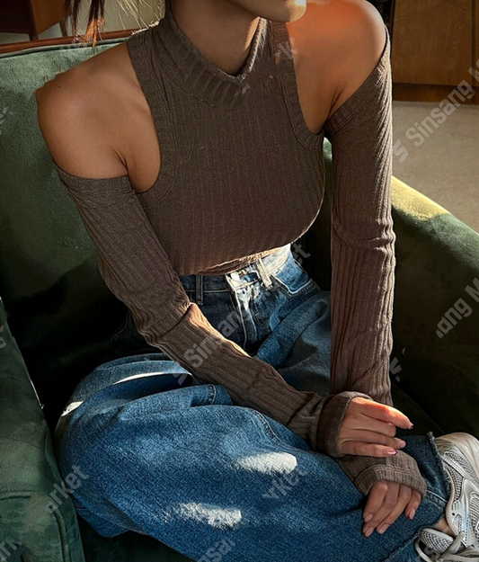 高領背心+短外套套裝