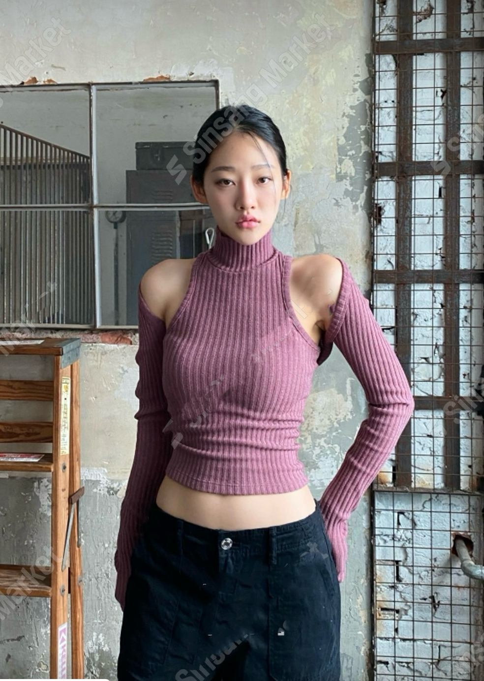 高領背心+短外套套裝