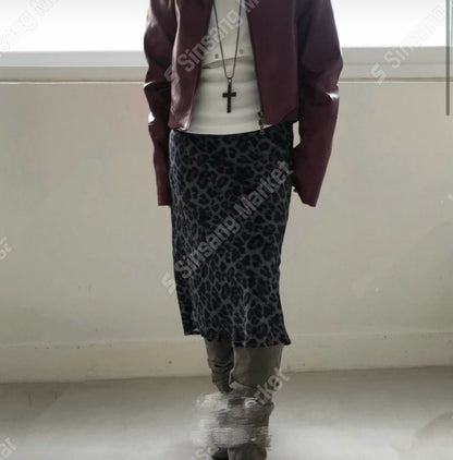 豹紋中長裙