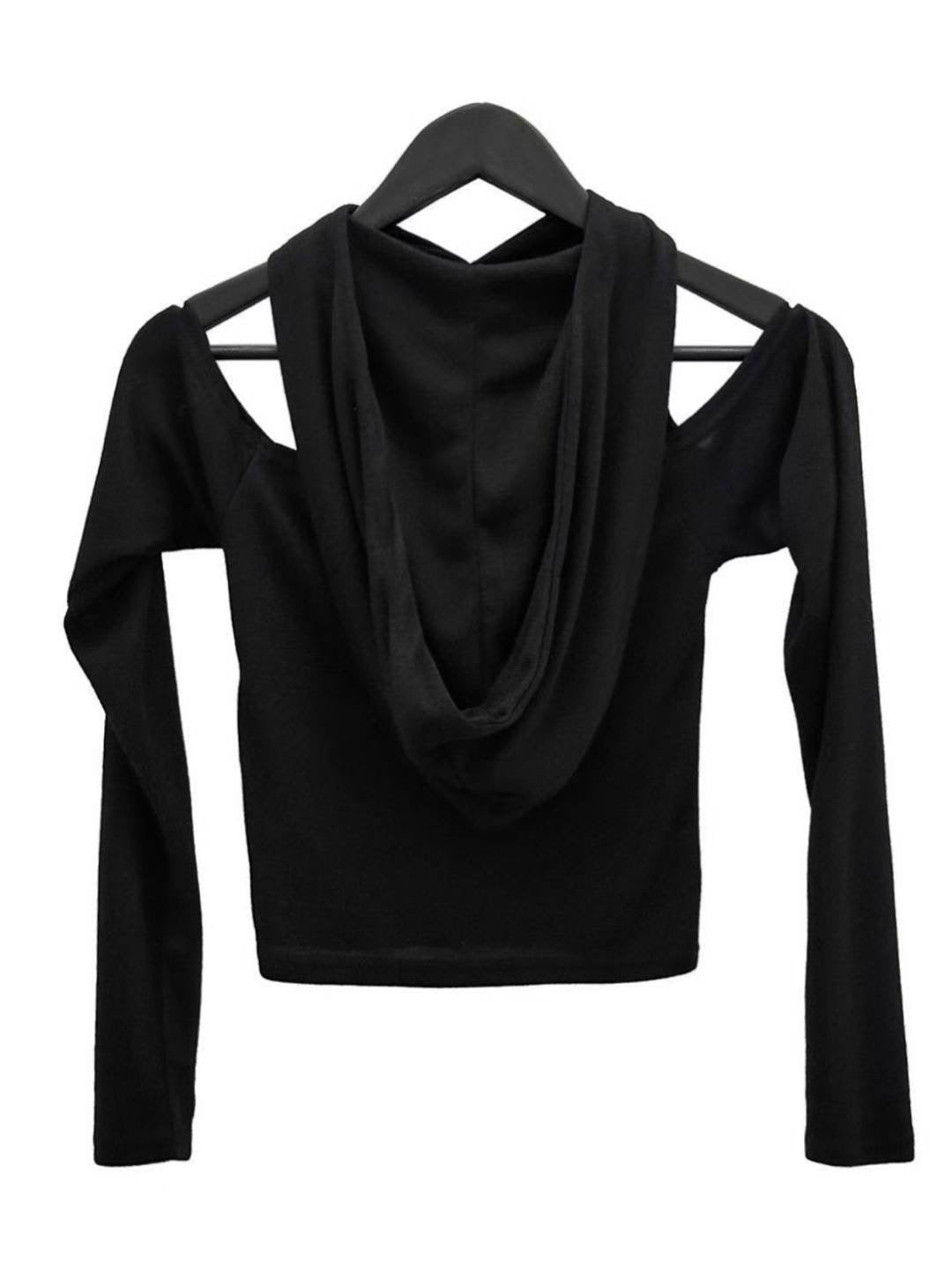 露背剪裁連帽長上衣