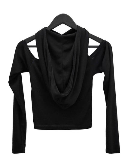 露背剪裁連帽長上衣