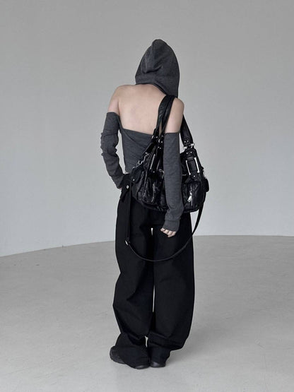 露背剪裁連帽長上衣