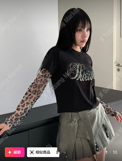 ✿ 疊層豹紋T-shirt ✿