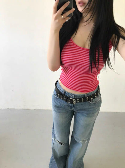 韓系吊帶間紋小背心