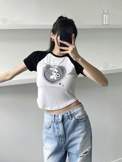 ✿ 足球兔兔Print Crop Top ✿