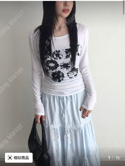 花朵印花薄長袖