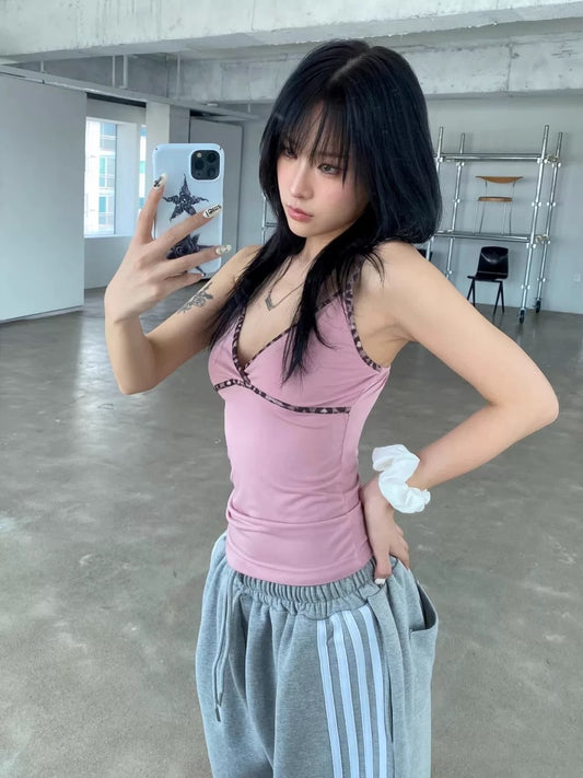 豹紋邊小性感背心