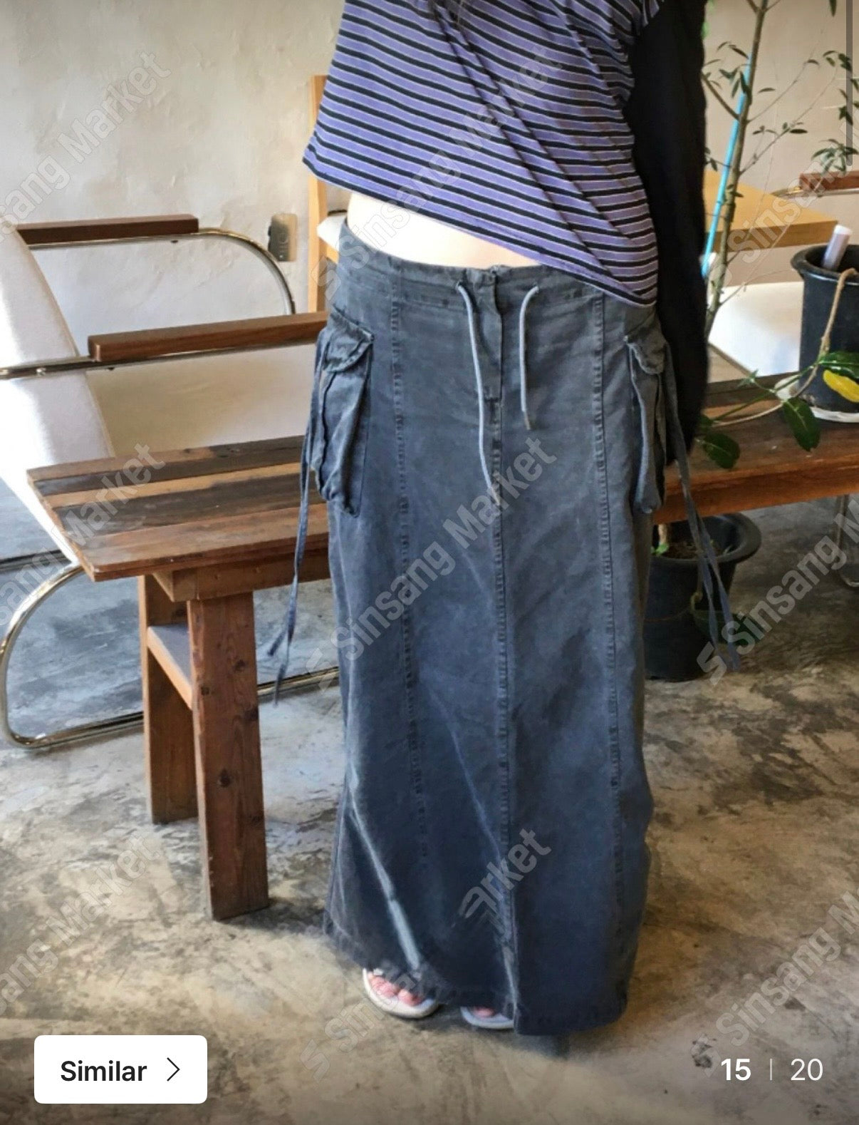 鬆弛垂感牛仔長裙