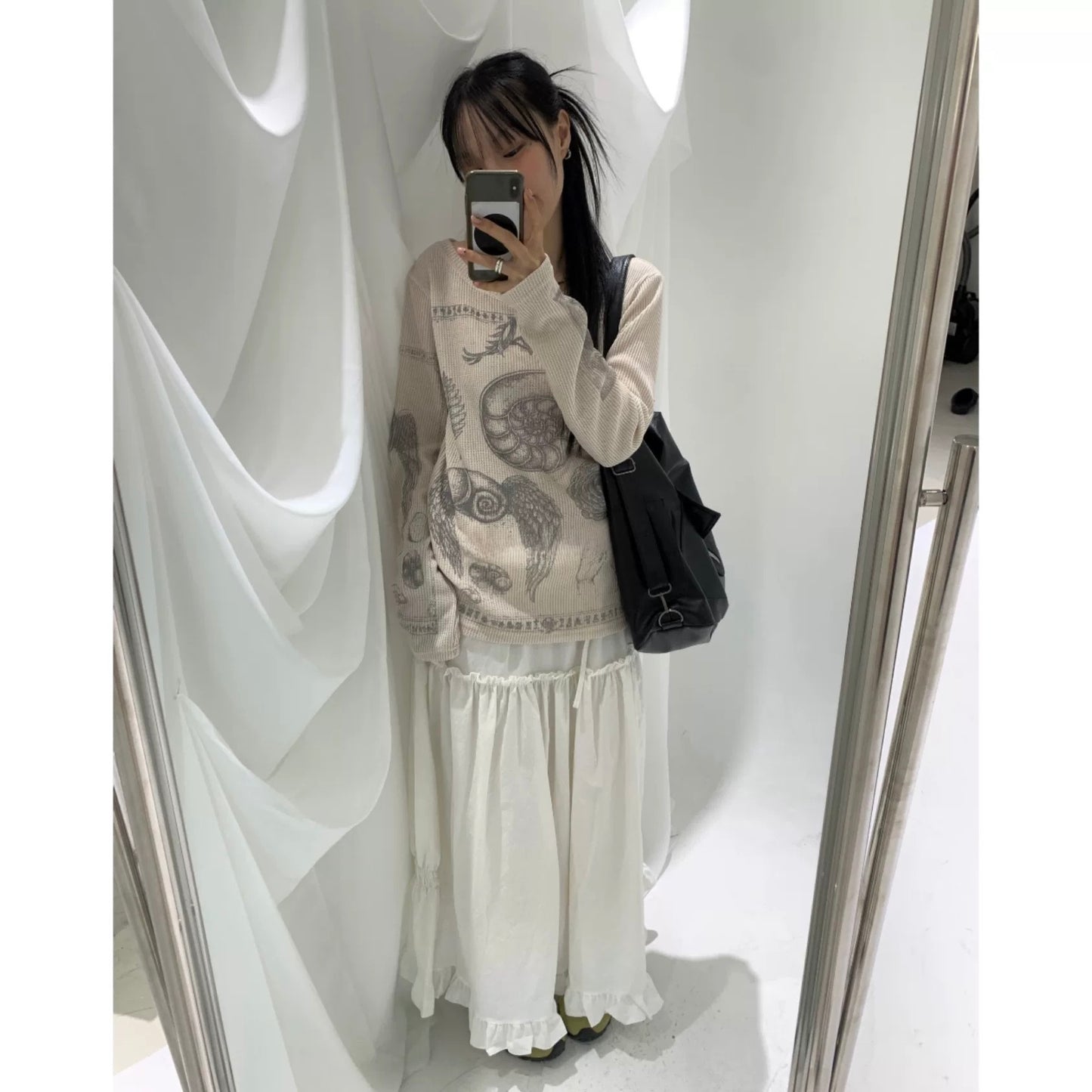 皺摺設計感長半裙