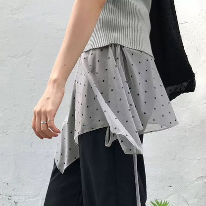 韓系波點疊穿罩紗