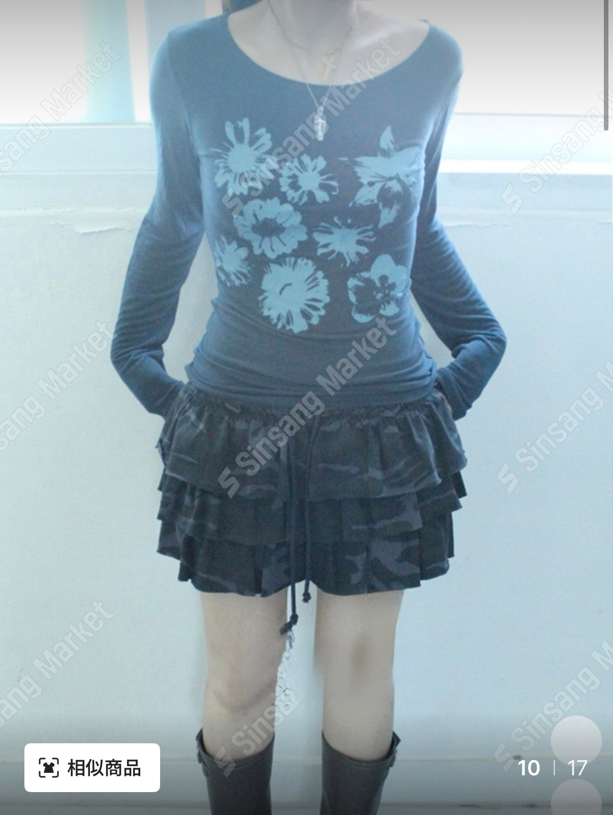 花朵印花薄長袖