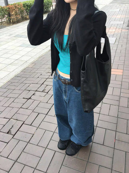 韓系吊帶間紋小背心