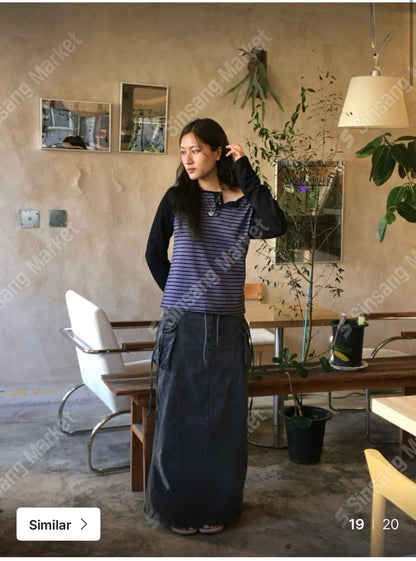 鬆弛垂感牛仔長裙