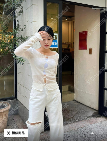 ✿ 透膚破洞外搭 ✿