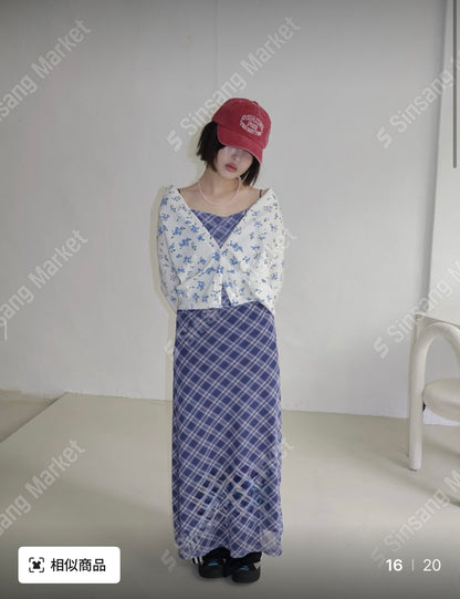 ✿ 超美格紋連身長裙 ✿