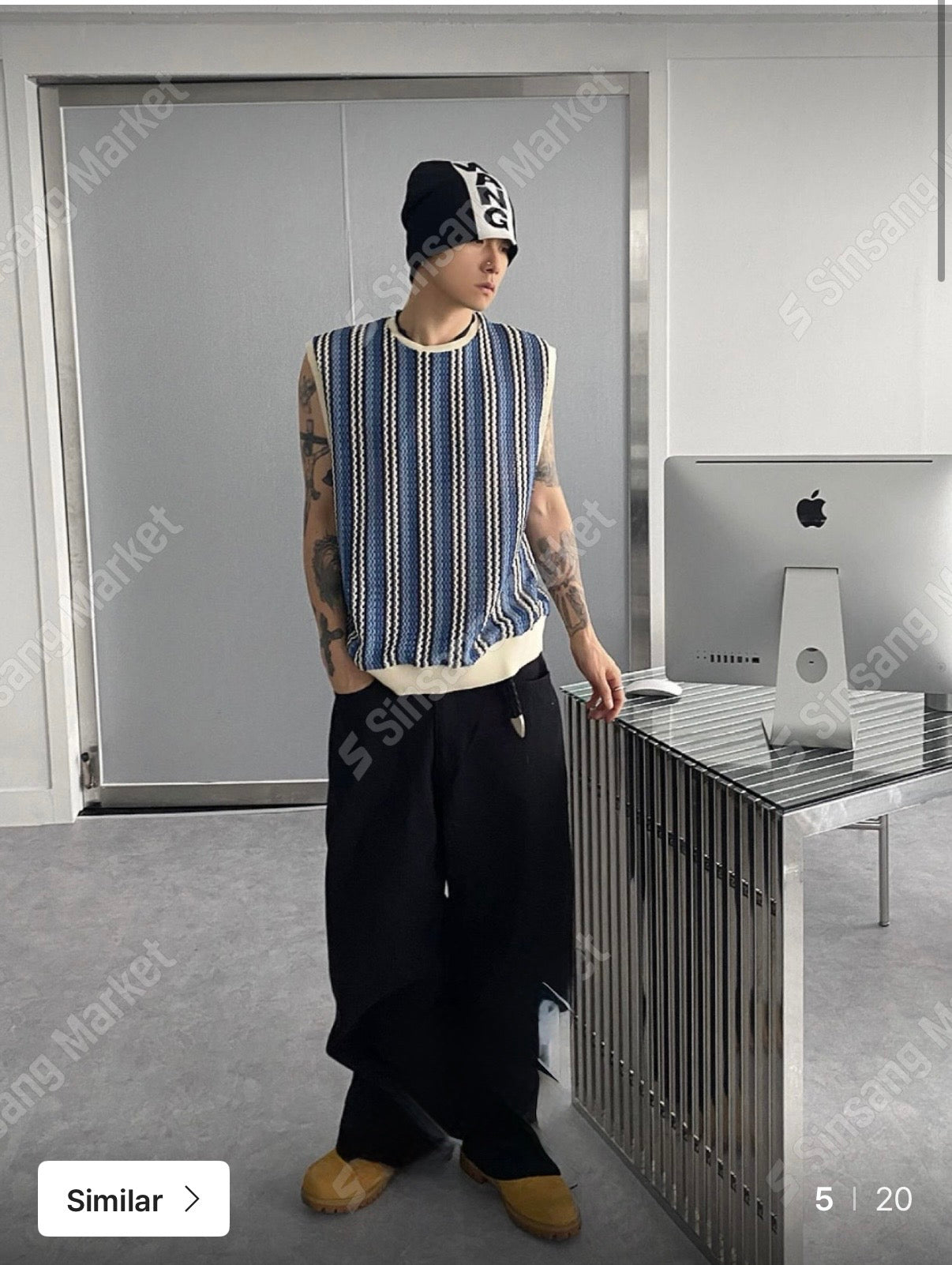 中性間紋韓系背心