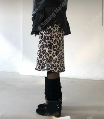 豹紋中長裙