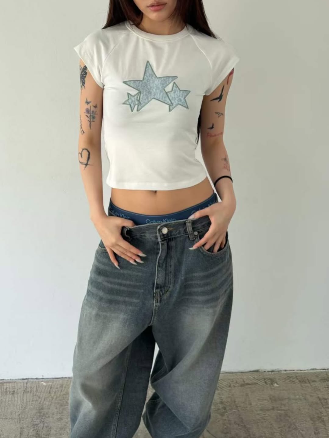 Lace star raglan short-sleeve tshirt