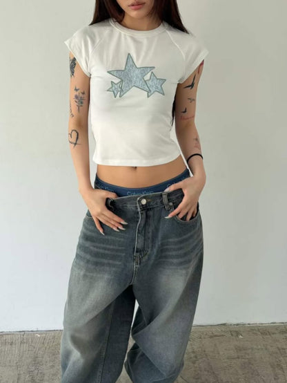 Lace star raglan short-sleeve tshirt