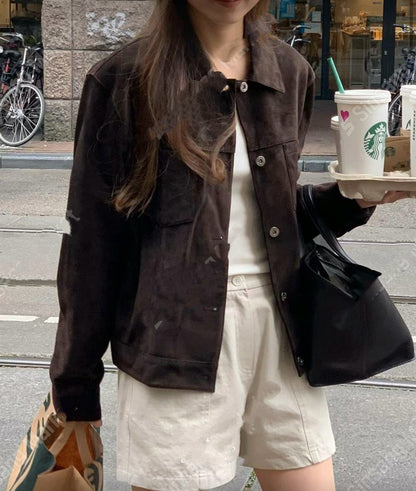 麂皮反領外套