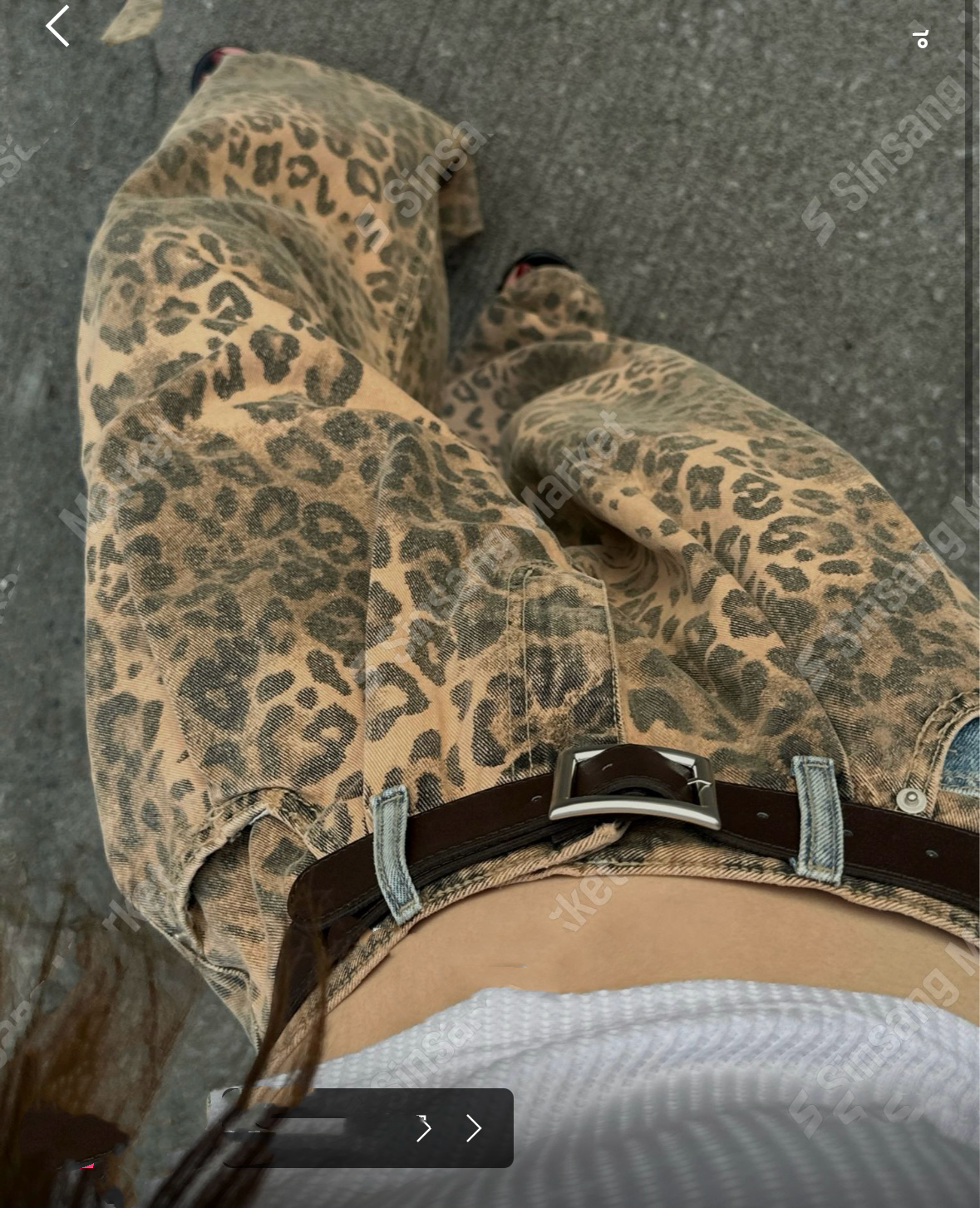 復古豹紋牛仔褲