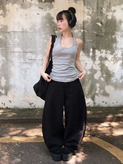 刺繡寛鬆牛仔褲