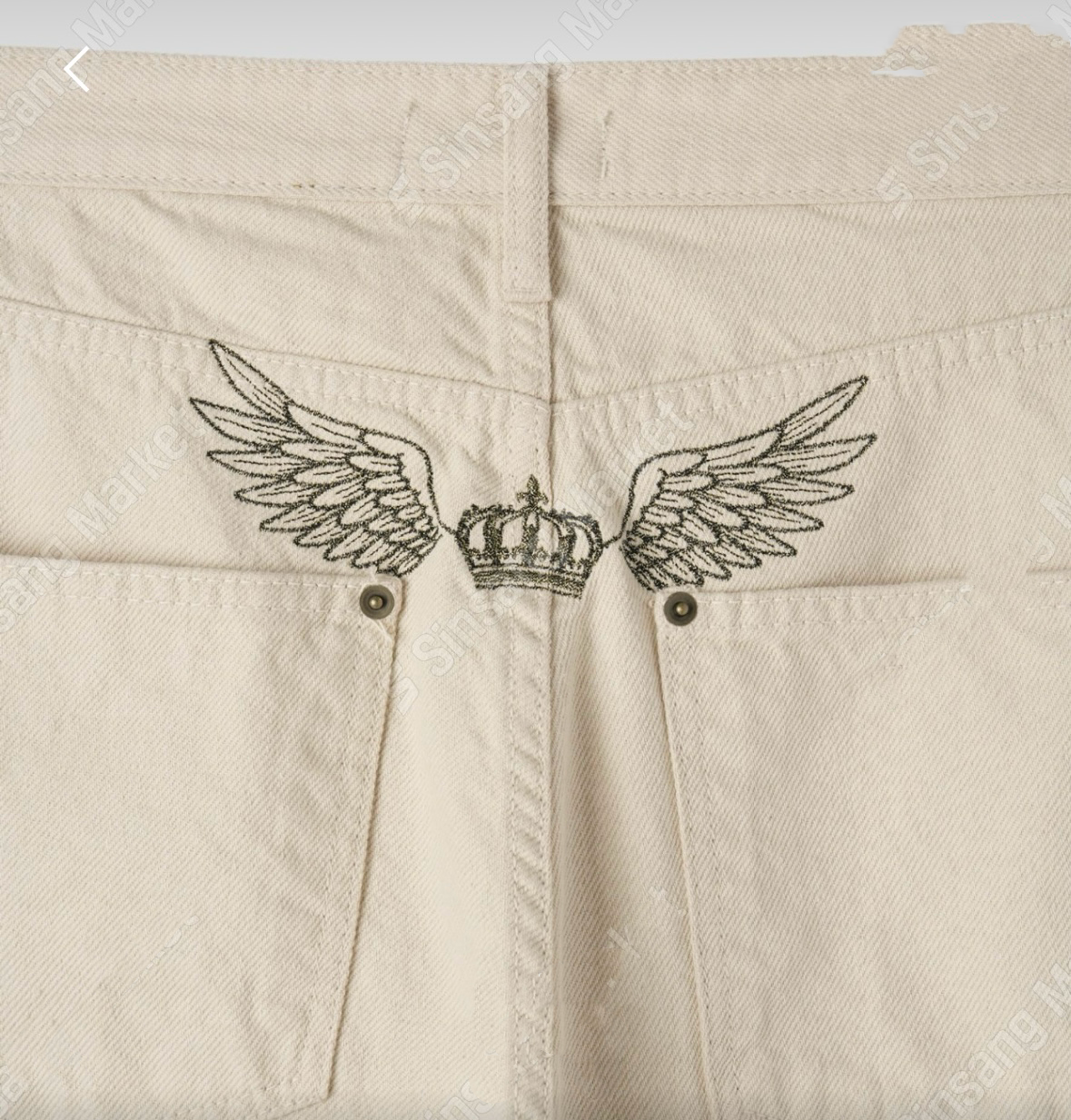 刺繡寛鬆牛仔褲