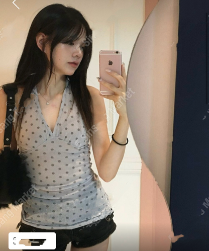 韓系波點長背心