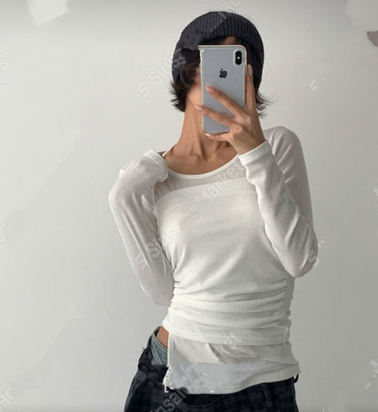 氣質兩件純色上衣